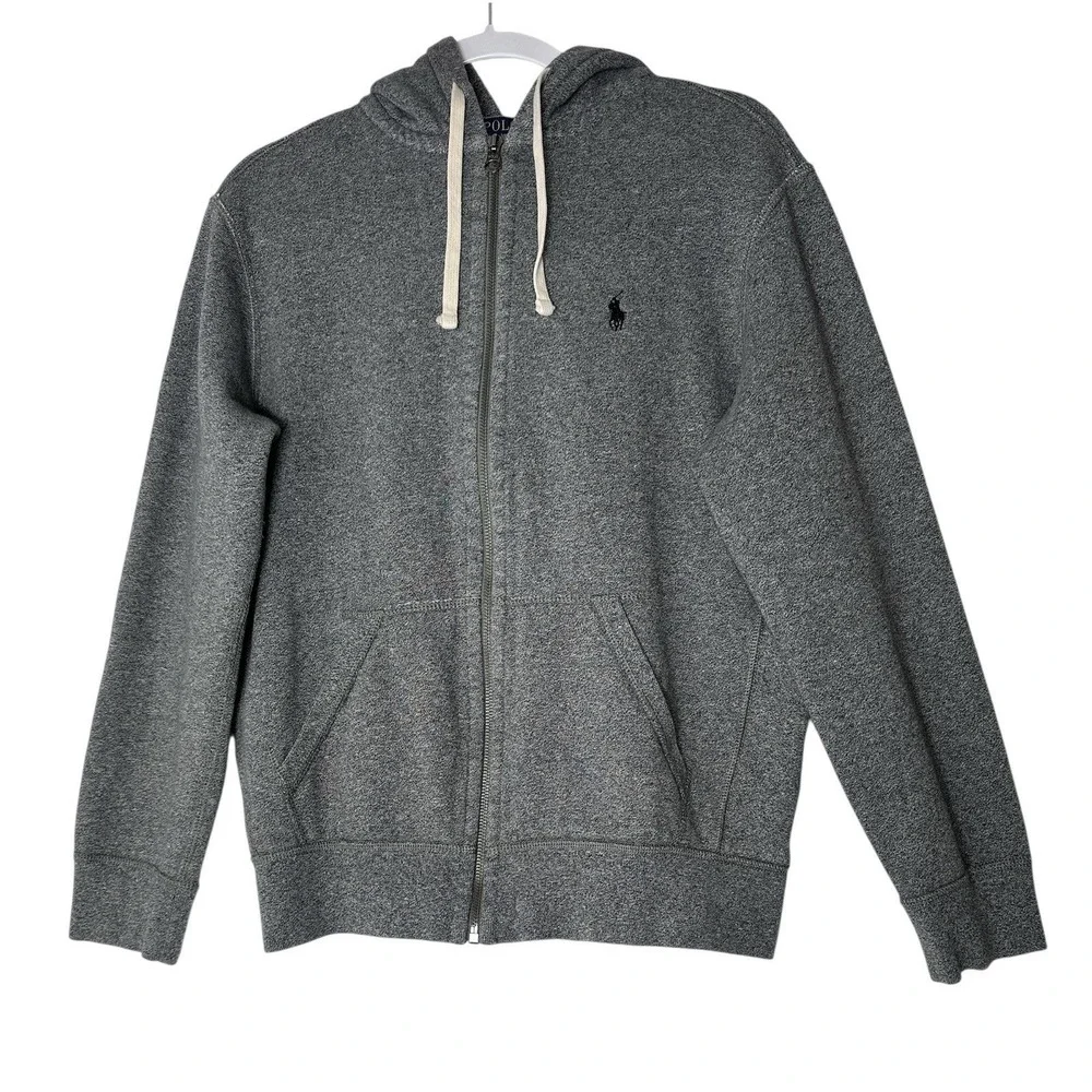Polo Ralph Lauren‎ Jacket Men's Medium Grey Heather Full-Zip Hoodie Pockets
